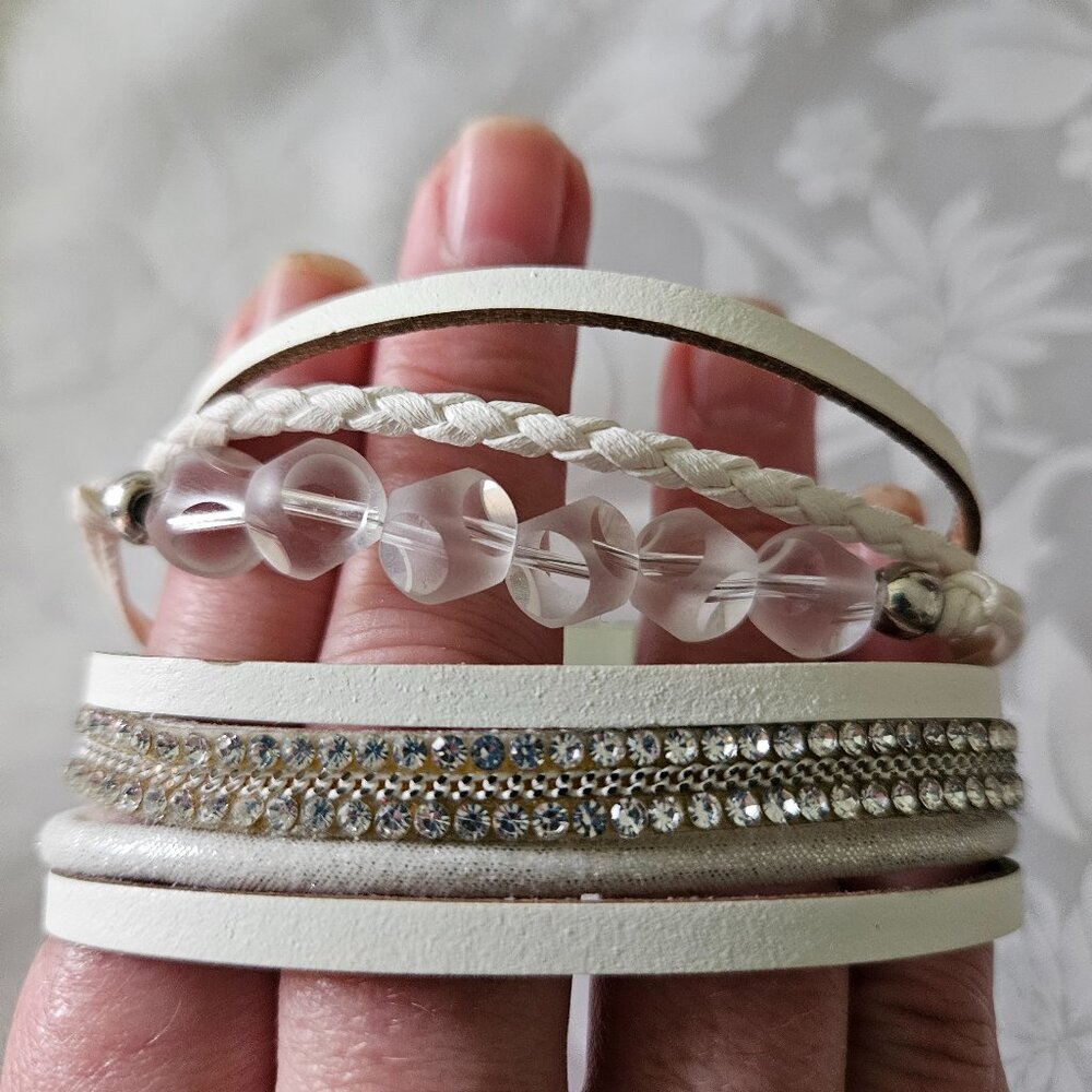 White mixed media bracelet